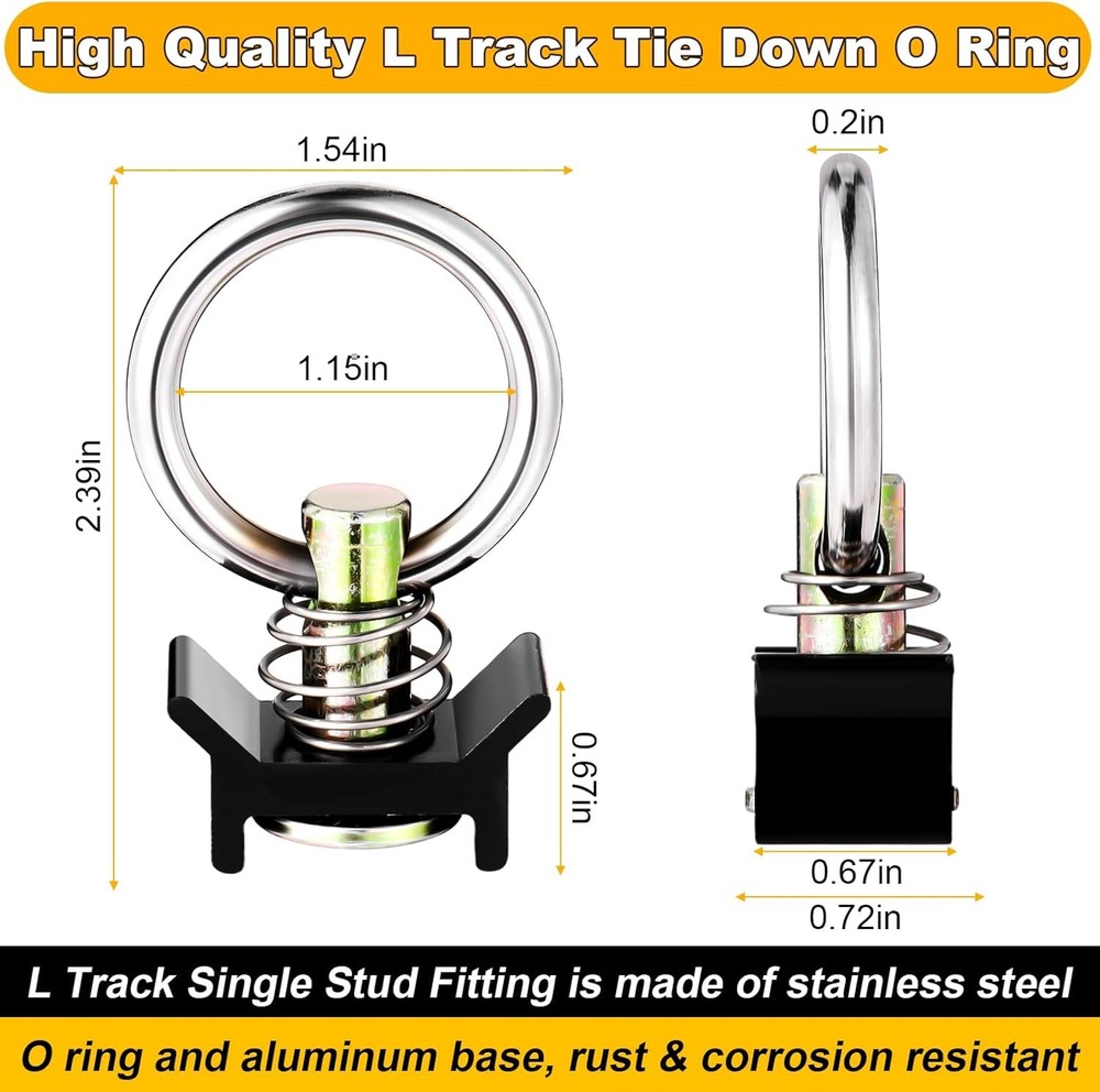 L Track Tie down System, Includes 2 Pack 4Ft Black Anodized Aluminum L-Track and
