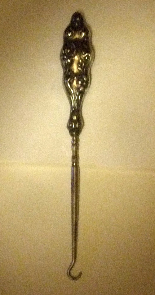 Sterling Button Hook Antique Repousse Sterling Vanity Heirloom