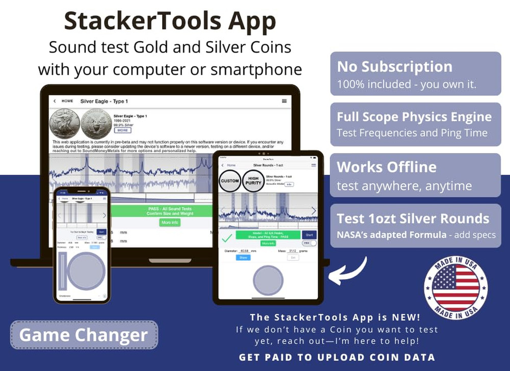 The Pocket Pinger + Stack Stick, Coin Ping Test (Black, 1 Pack) + Stackertools A