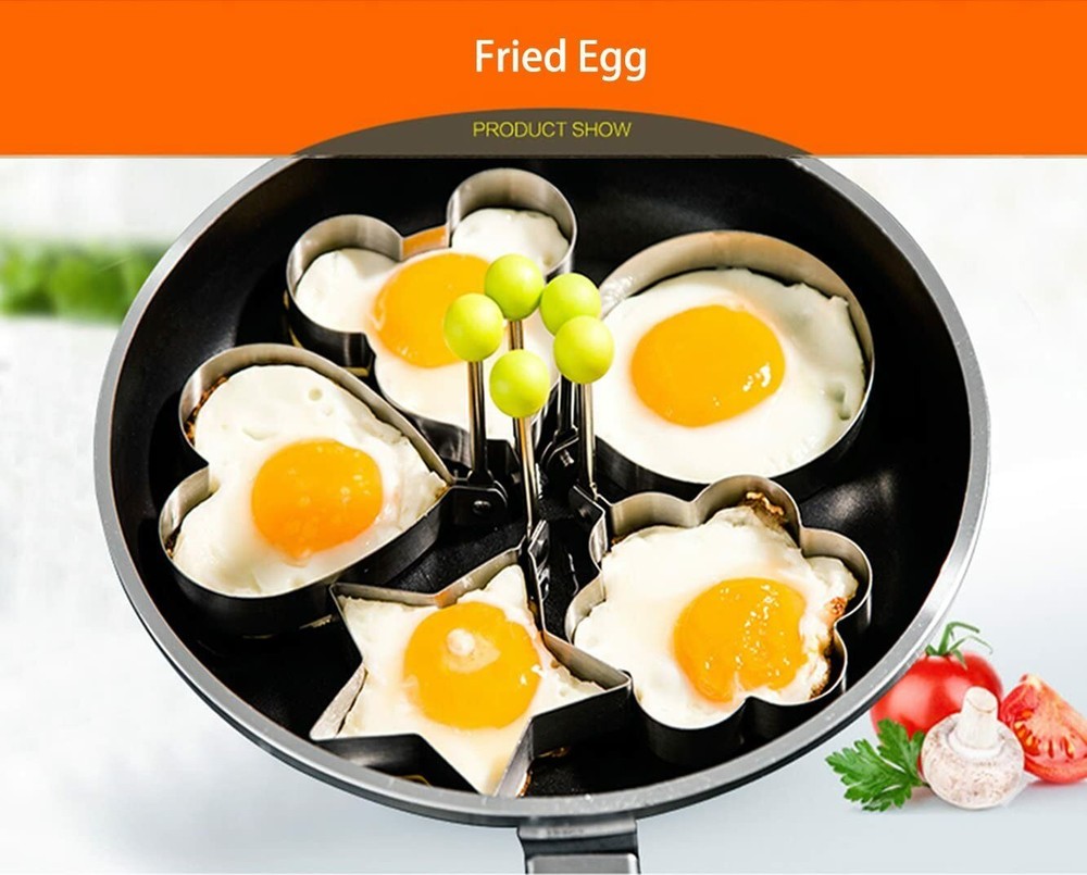 4Pcs Fried Egg Non Stick Stainless Steel Pancake Ring Mold Cooking Kitchen Tools