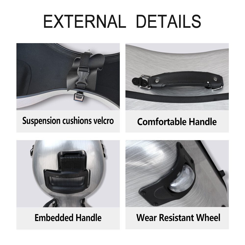 Cello Case 4/4 with Wheels and Embedded handle Lightweight Hard Shell