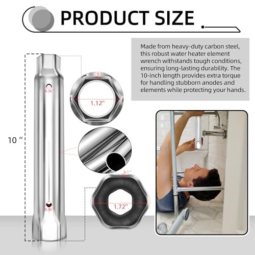 Heavy-Duty Dual Hex 10" x1 1/16" Socket x 1 1/2" Anode Rod Sockets, RV Water