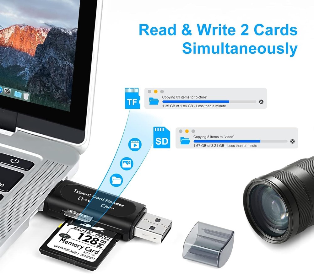 Card Reader USB 3.0 Type C Micro SD TF OTG Smart Memory Adapter Laptop Computer