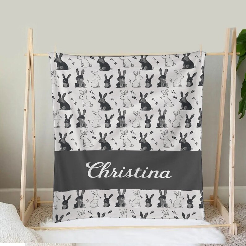 Bunny Lover Baby Blanket Personalized Custom Name Gift