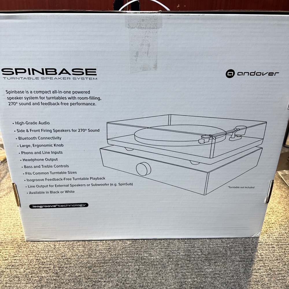 Andover SpinBase Turntable Speaker System — Black — OPEN BOX — No RCA