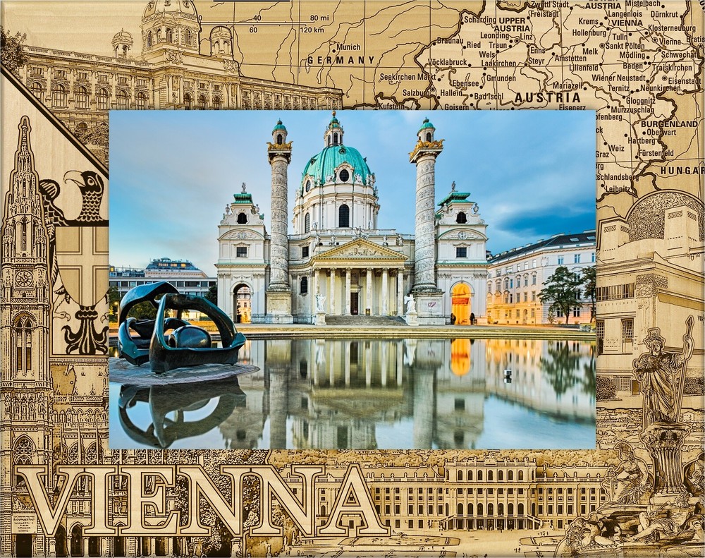 Vienna Laser Engraved Wood Picture Frame Landscape (3 x 5)