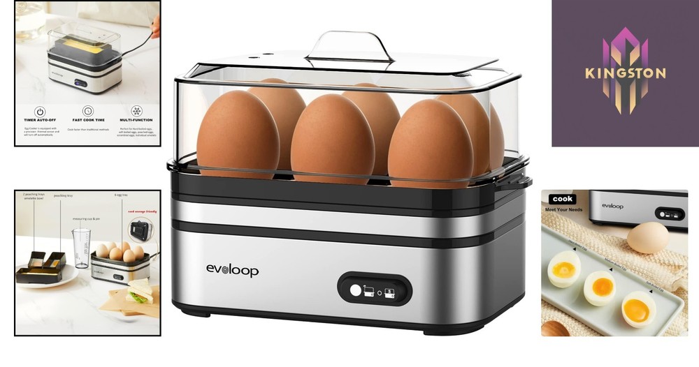 Multi-Functional Egg Cooker: Electric 6 Egg Capacity with Poaching Trays & More
