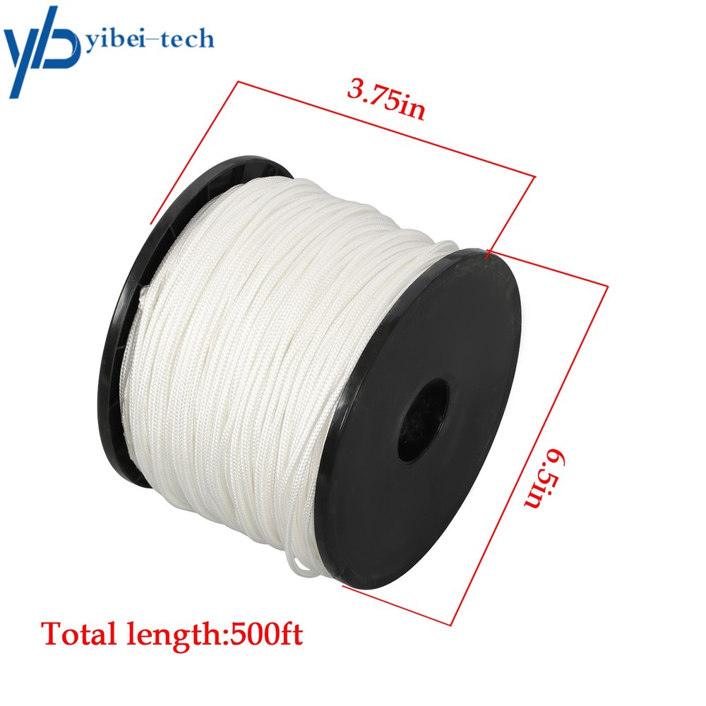 1/8 Inch Nylon Polyester Cord 500 Foot Spool Solid Braid Industrial Grade White