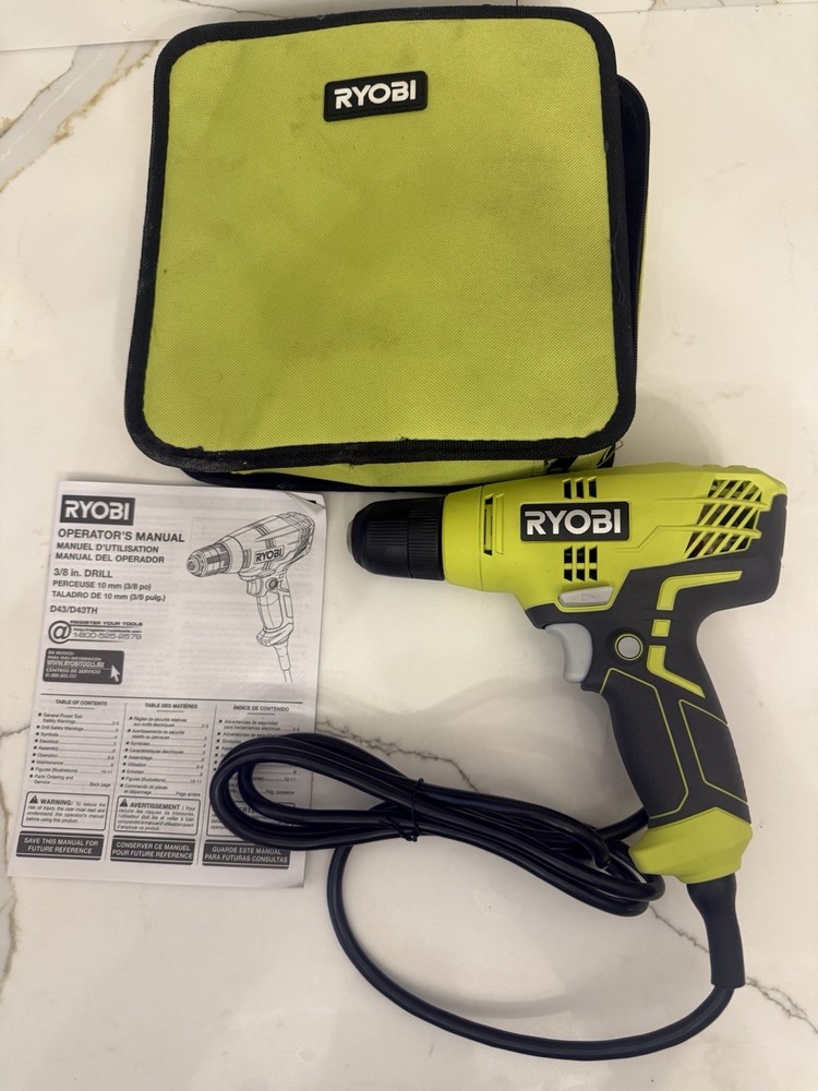 Ryobi D43TH Corded 3/8 Inch Variable Speed Compact Drill Driver with case