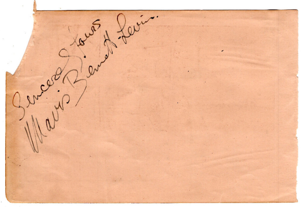 Mavis Bennett-Levin Signed Page / Autographed British Singer BBC