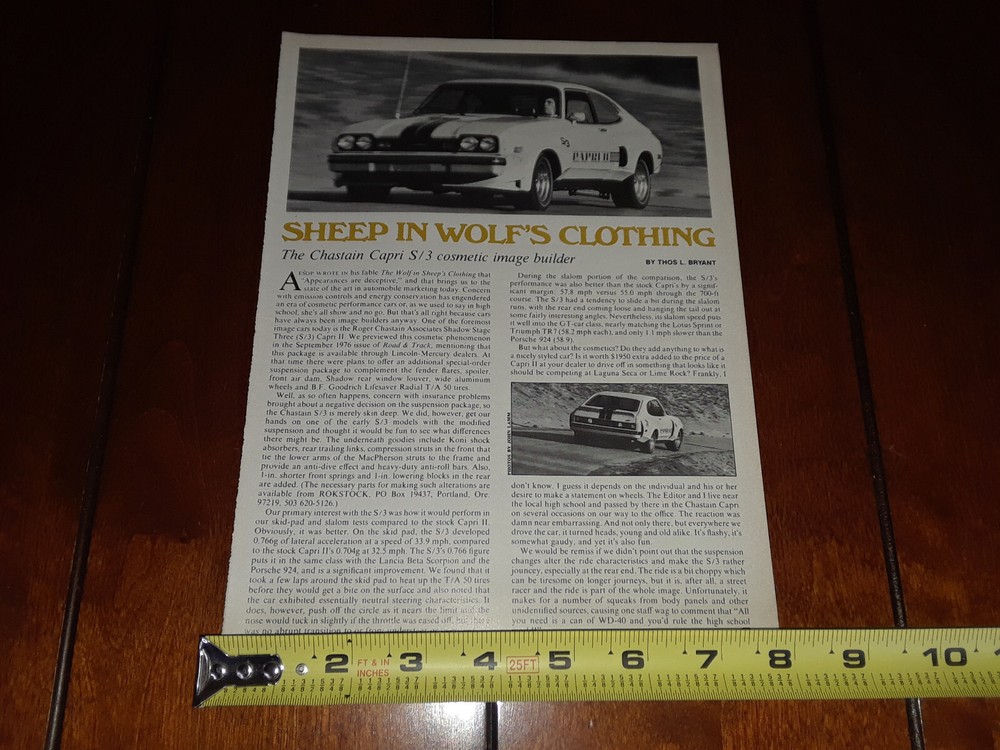 CHASTAIN CAPRI S/3 ORIGINAL 1977 ARTICLE