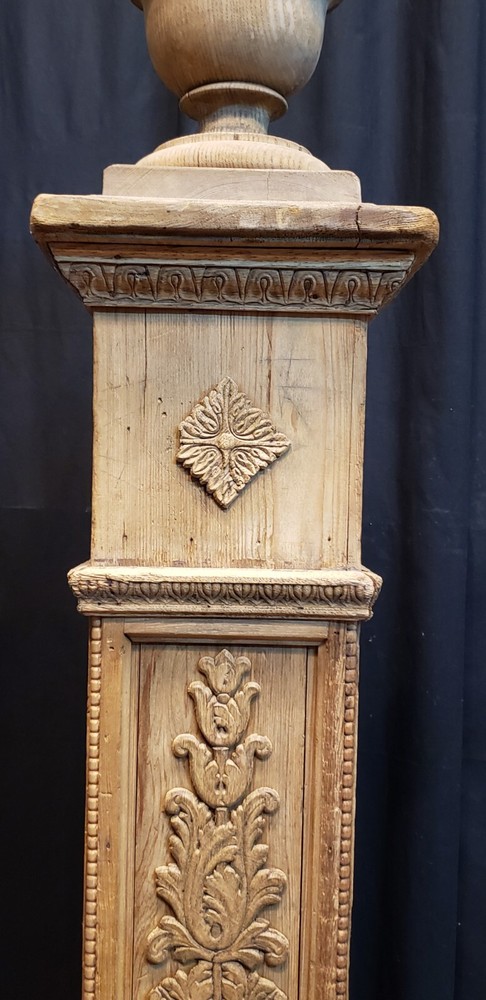 Restored Ornate Solid Oak Newel Post 54" by 7" GA9707