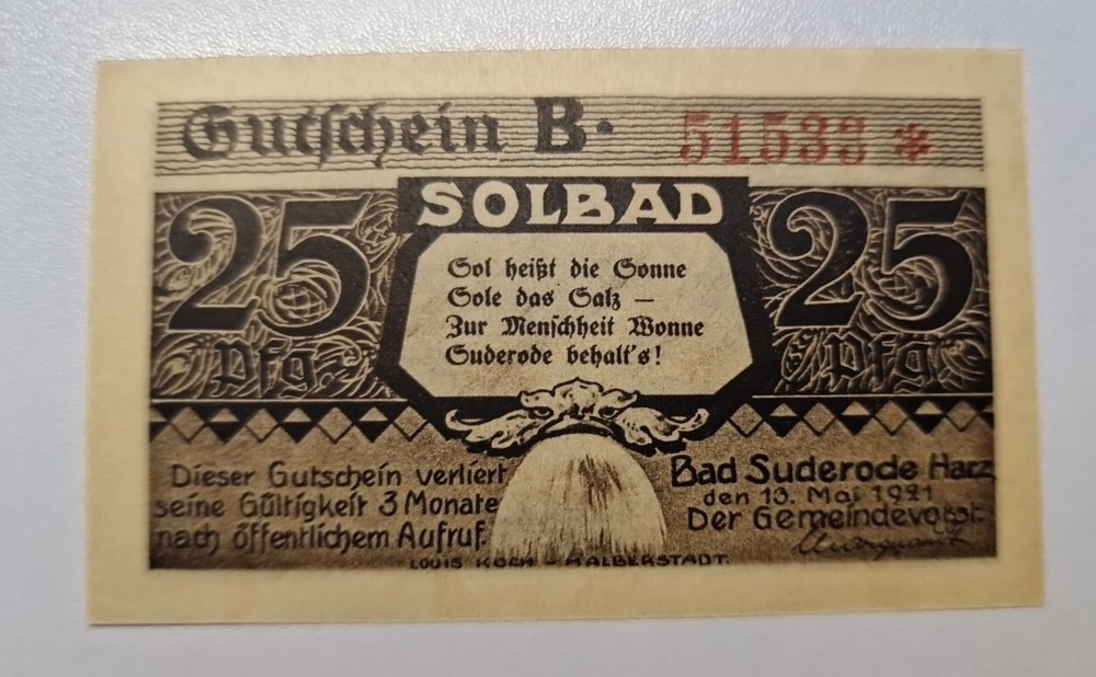 25 Pfennig 1921 Excellent Condition Old BANKNOTE Germany