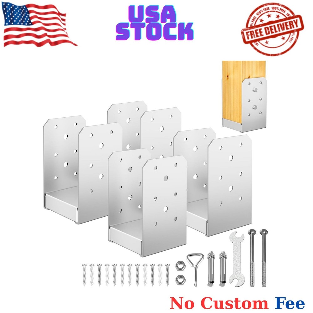 4"x 4" Stainless Steel Adjustable Post Base 4Pcs for Deck Railing Support