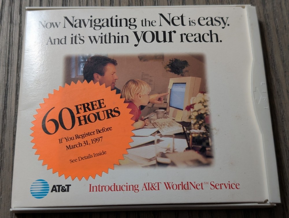 AT&T WorldNet Service CD-ROM Internet access Windows 95/Mac Netscape Navigator