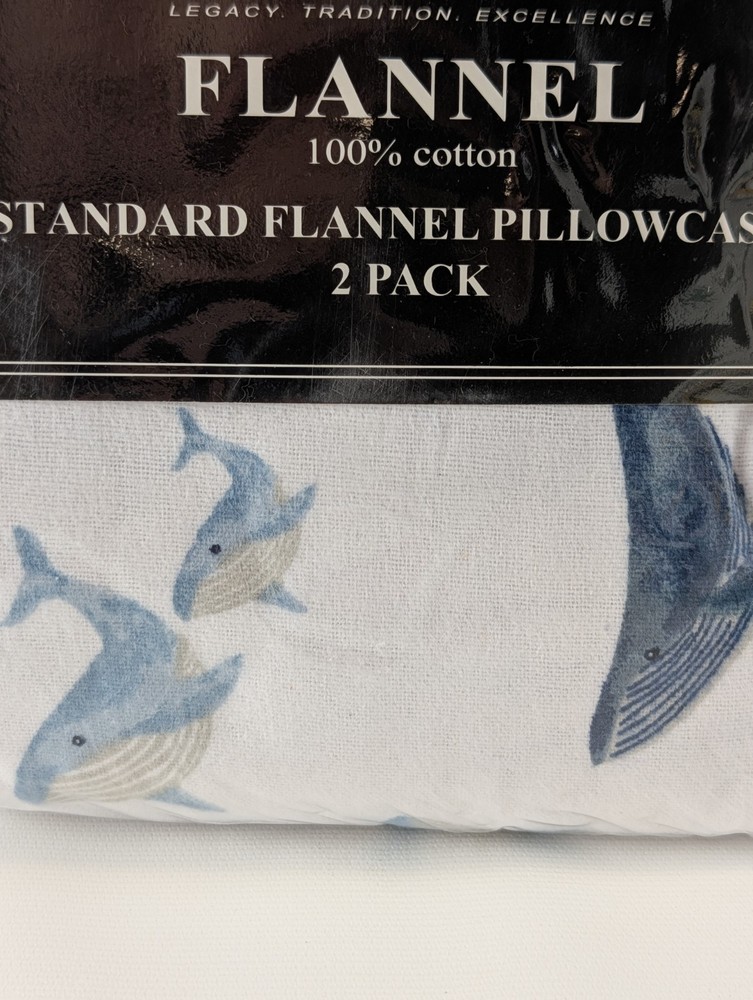 BIBB Pillowcases 2 Pack White Blue Whales New