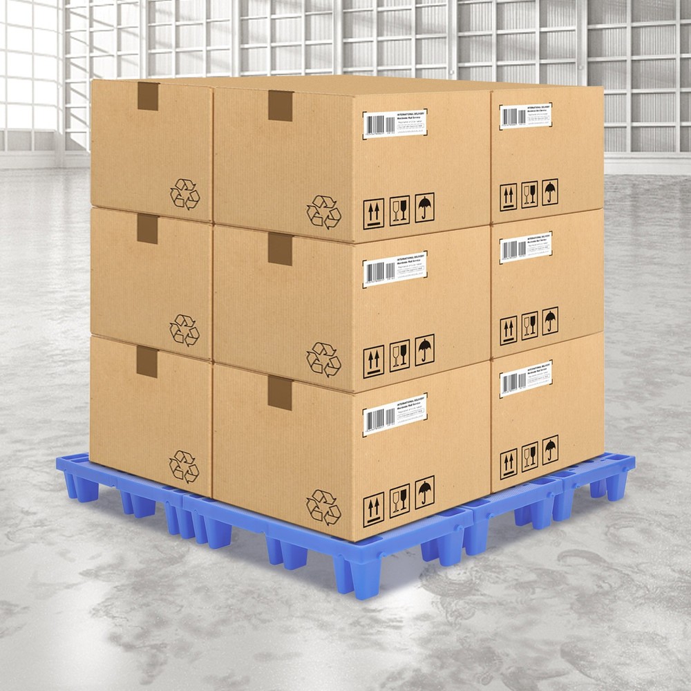 6-Pack Plastic Pallets 20x12x4in, 330lb Capacity Moisture Proof Stackable Pads~~