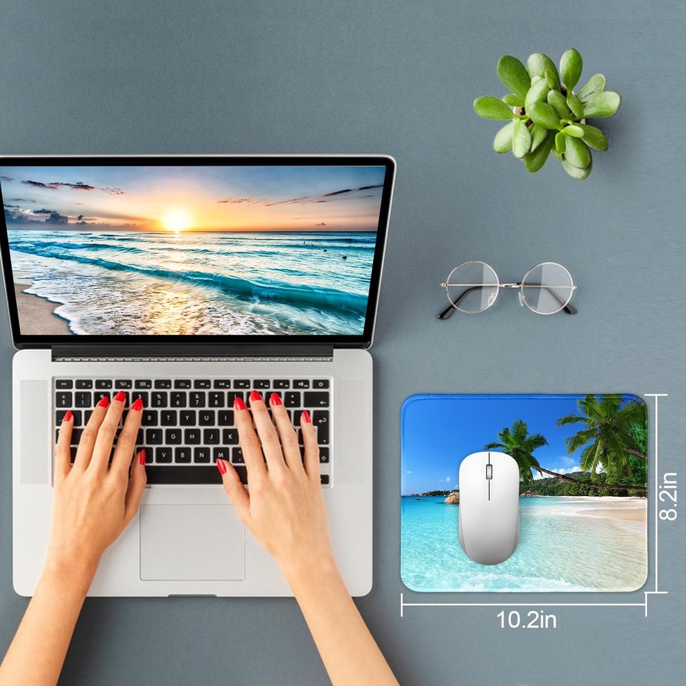 3 Pack Beach Mouse Pad Small Square Non Slip Desk Mat