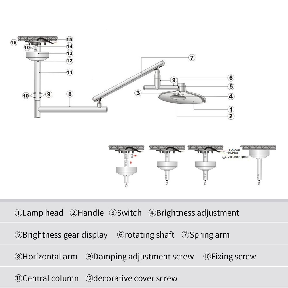 KWS 90W Dental LED Shadowless Surgical Light Ceiling Mounted Veterinary ExamLamp