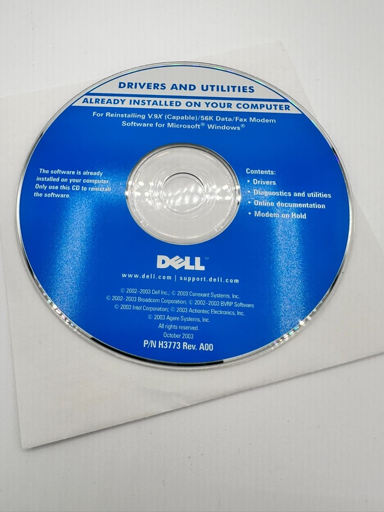 Dell Tools System Software and Drivers & Utilities CDs 2003 Revision A00