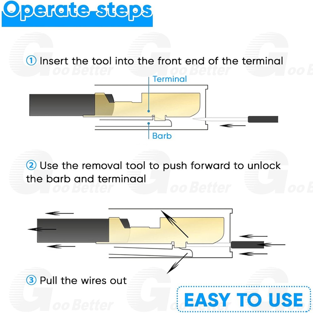 100pcs Pin Ejector Wire Kit Extractor Connector Puller Car Terminal Removal Tool