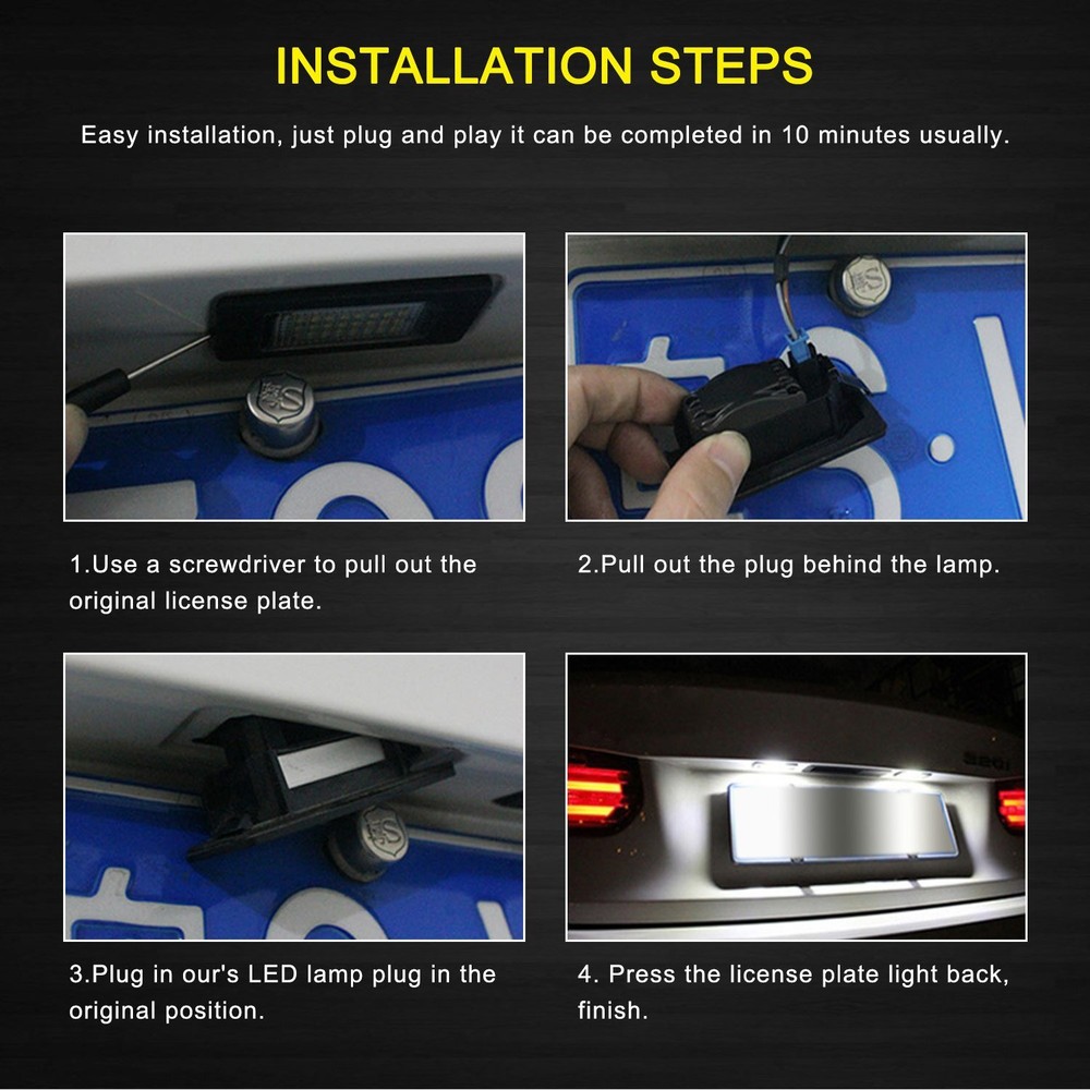 1Pair License Plate Light CANBUS Error Free for BMW E39 E60 E70 E82 E90 E92