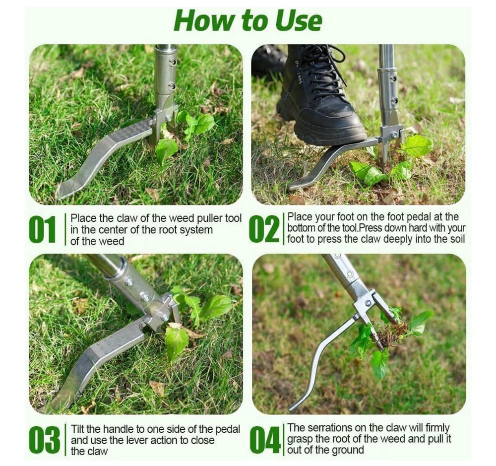 Stainless Steel Stand Up Weed Puller Tool with Long Handle, Thickened 304 Sta...