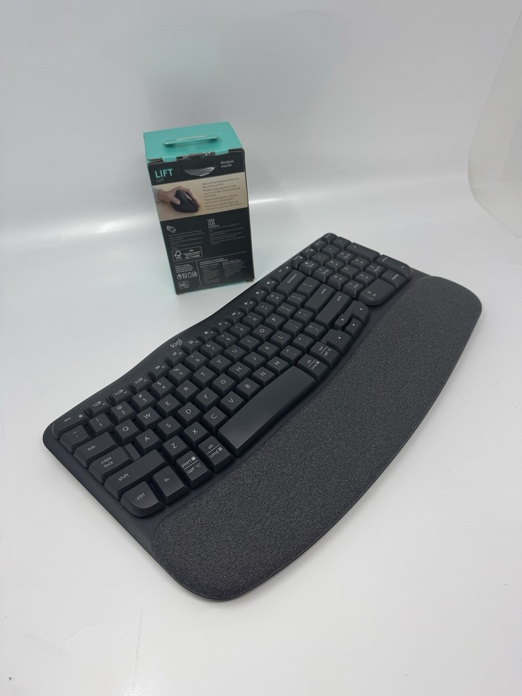 Logitech Wave Keys and Lift Left Vertical Mouse Wireless Ergonomic Keyboard
