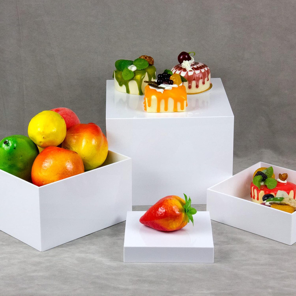 Acrylic Cube Cupcake Display Stands - 5-Sided Nesting Risers for Events