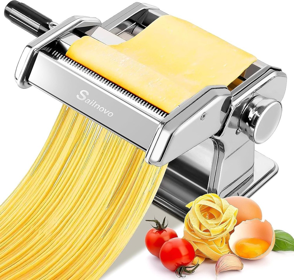Manual Pasta Maker - 9 Adjustable Thickness Settings for All Pasta Types