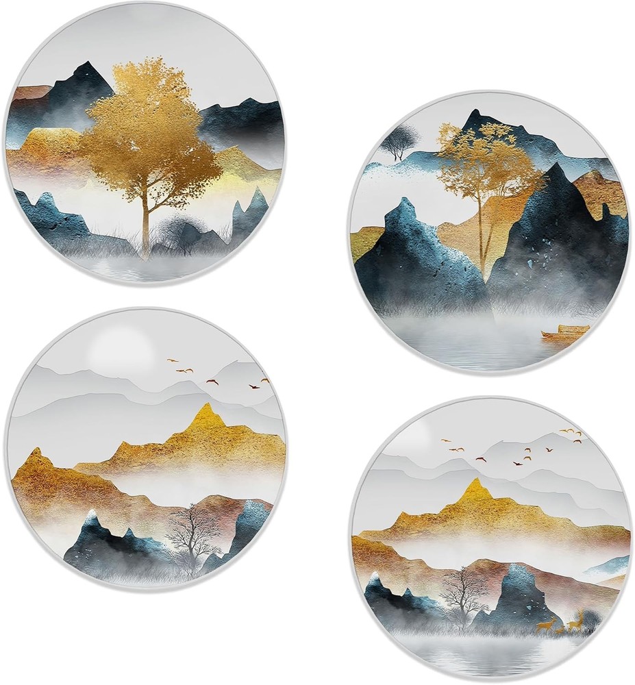 Coasters for Drinks,Modern Gold Mountain Tree Modern
