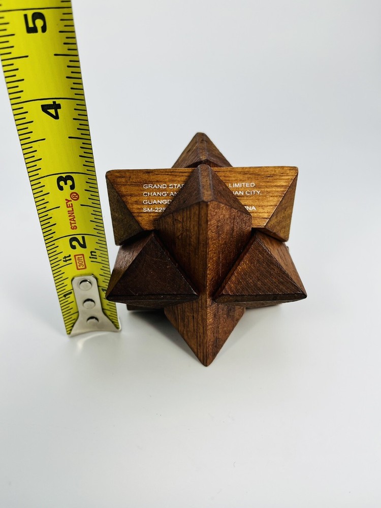 Star Puzzle Wood Cube Brain Tease 3D Mind Challenge Game