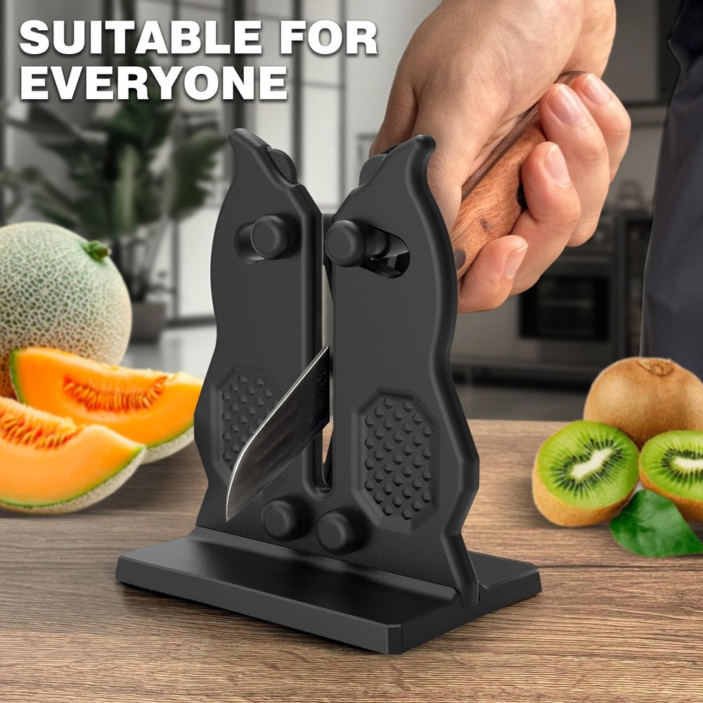 Edge Kitchen Knife Sharpener – Pull-Through Manual Sharpener with Spring Arms...