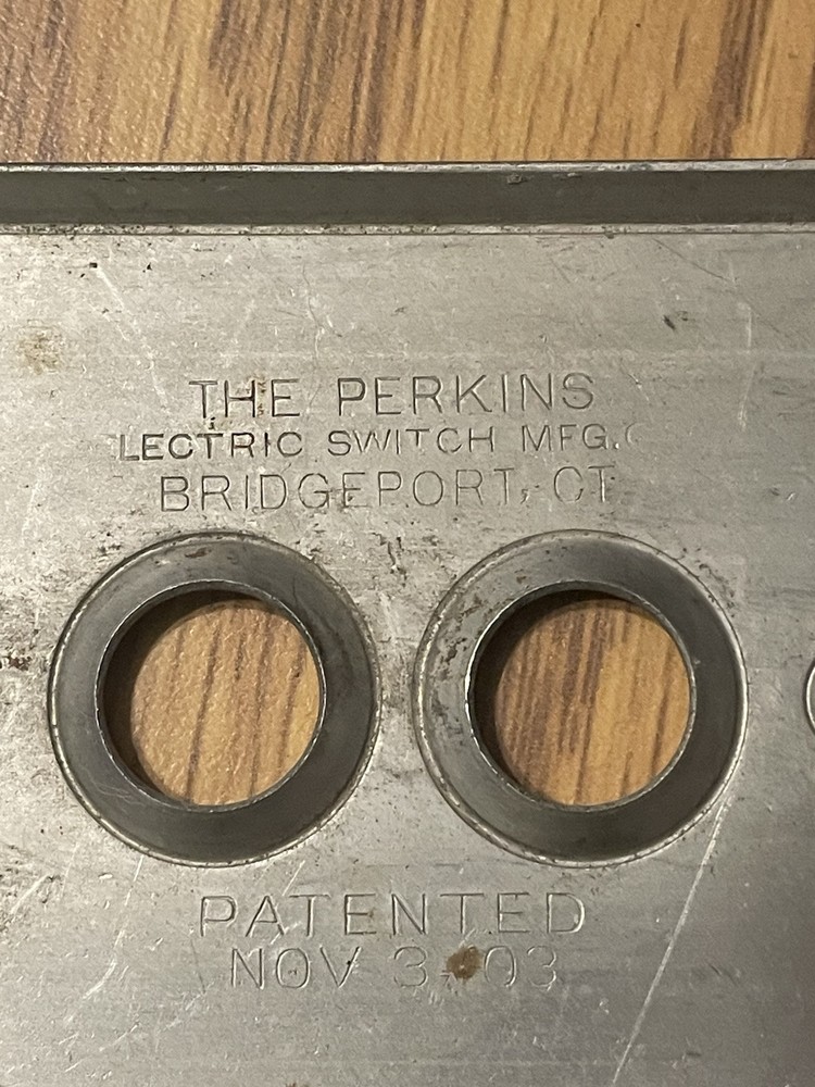 Vintage Perkins Push Button 1 Light Switch Brass Cover Plate