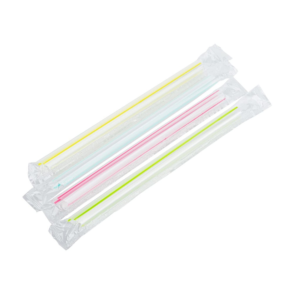 Karat C9002S, 7.5" Boba Straws, Poly-Wrapped, Diagonal Cut, 2000/CS