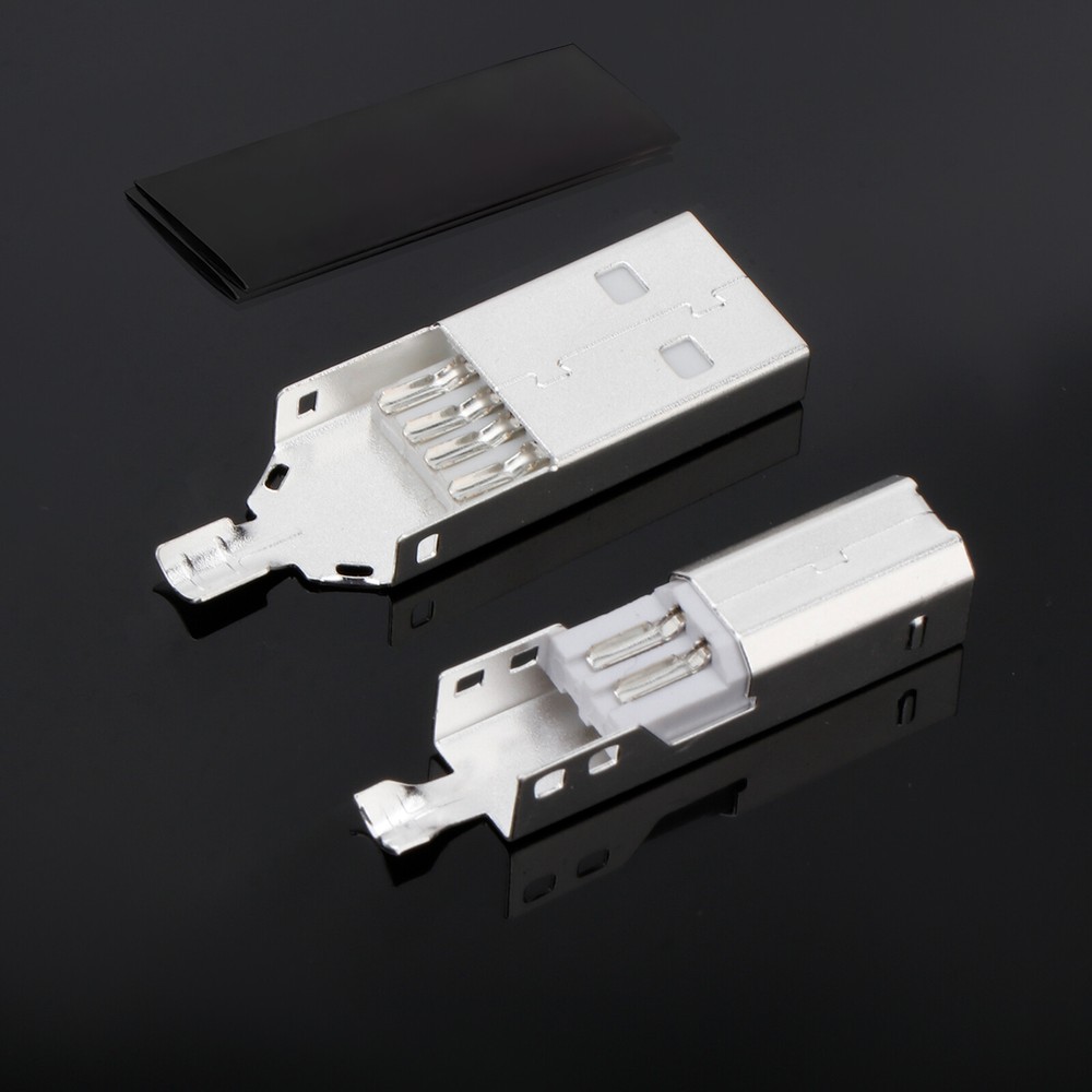 2PCS Silver Plated USB A USB B Type A Type B USB PLUG For USB Cable Date Wire