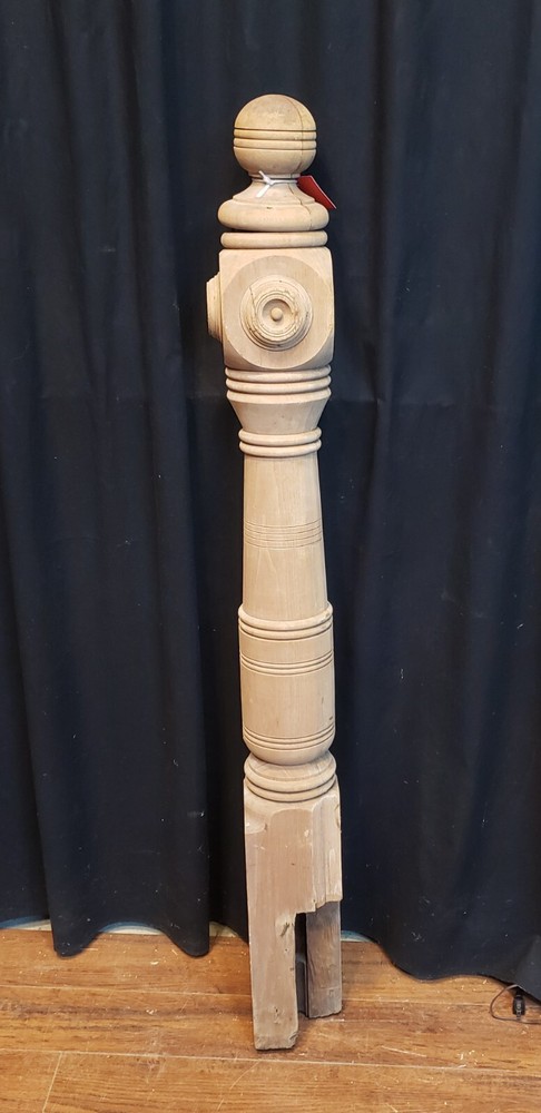 Newly Stripped Ornate Solid Oak Newel Post 53" x 5 1/2" GA9680