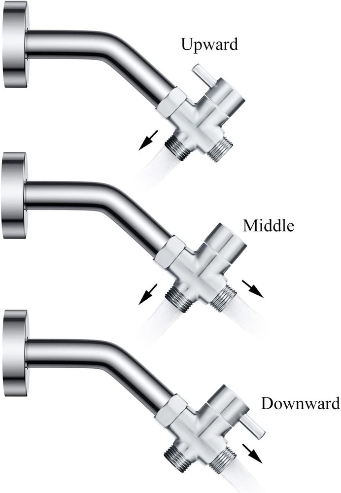 Solid Brass 3-way G1/2 Shower Diverter Chrome Plating
