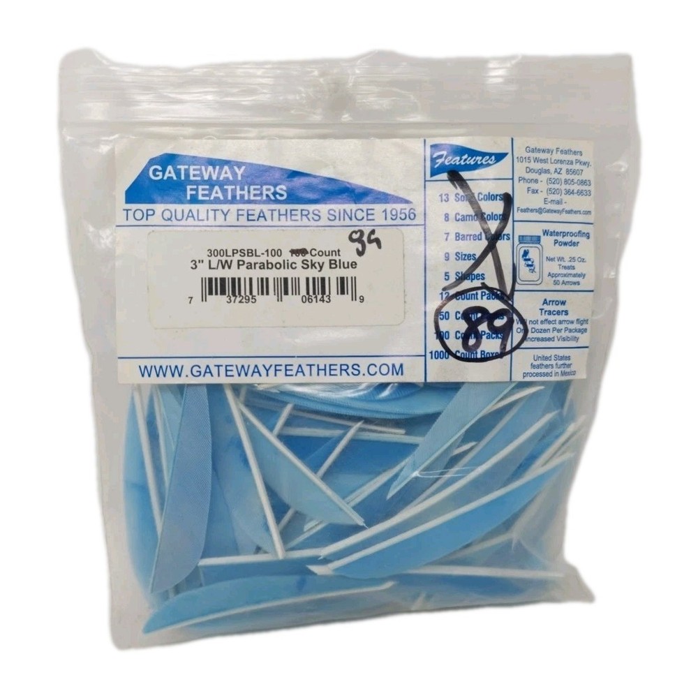 89 Count Gateway Feathers 3" Left Wing: Parabolic Sky Blue 300LPSBL