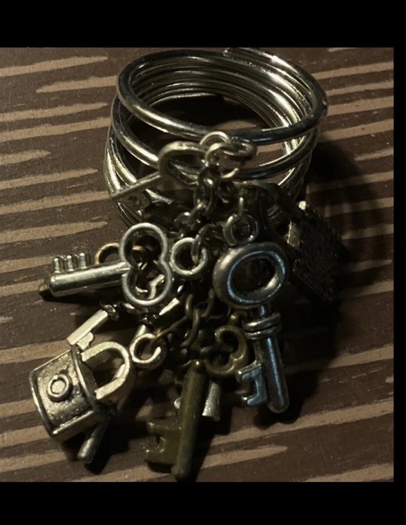Mixed Tiny Locks And Skeleton Keys Dangle Charm Ring
