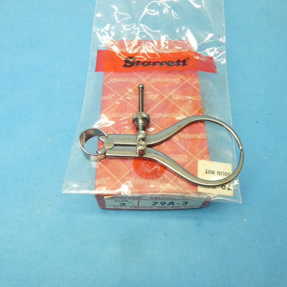 Starrett 79A-3 Yankee Spring-Type 0-3" Outside Caliper Solid Nut Flat Leg