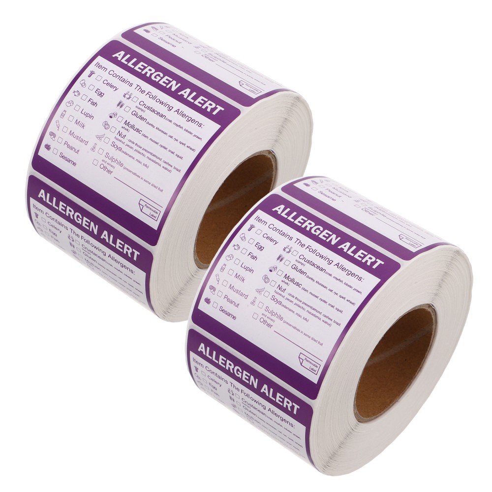 2 Rolls Allergen Label Notification Stickers Identification Labels