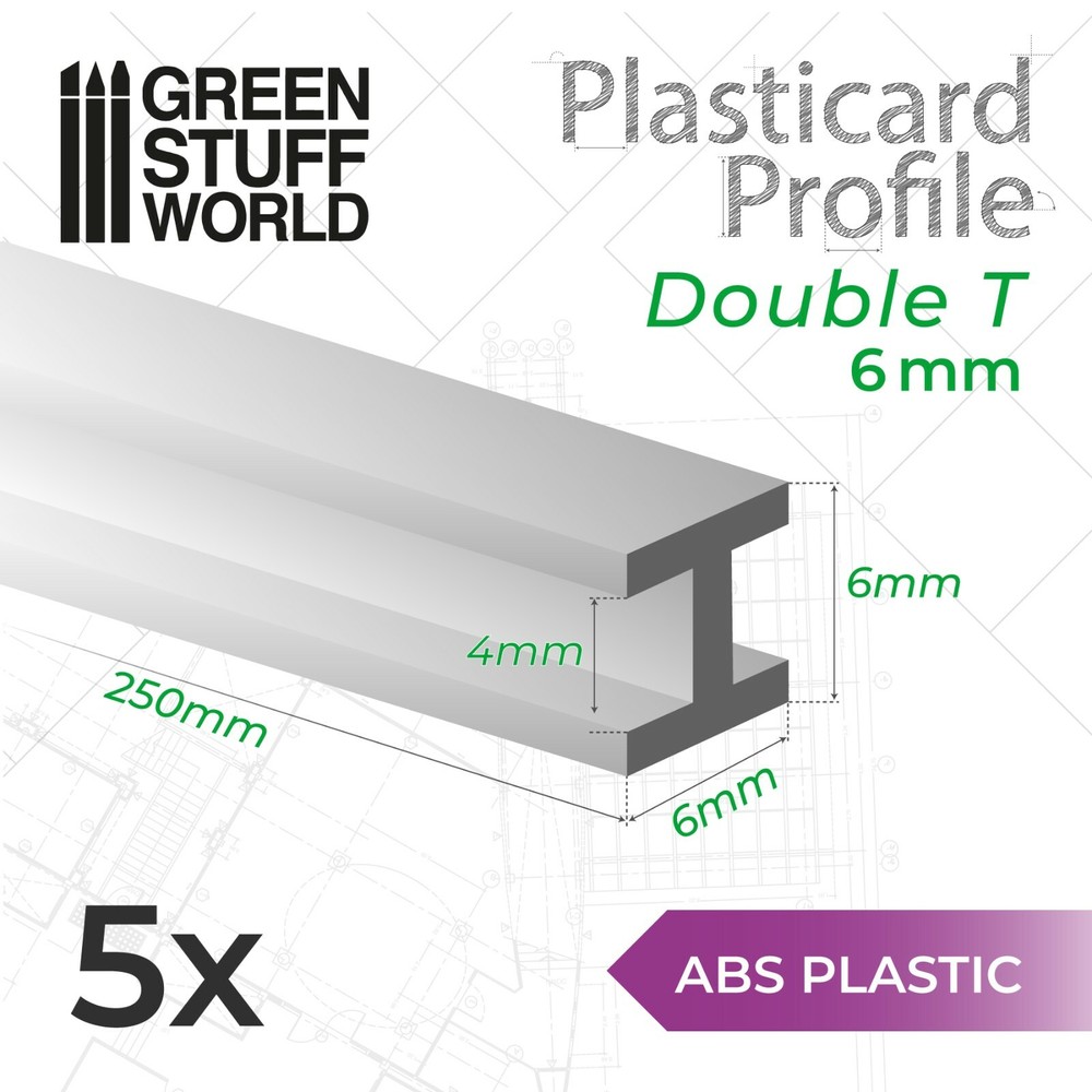 ABS Plasticard - Profile H-Beam Columns 6mm Styrene ABS Plastic Plastikard HIPS