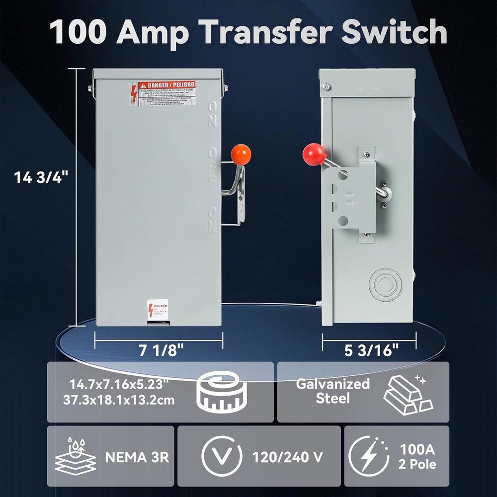 100A Generator Transfer Switch,24000W General-Duty Double-Throw Safety