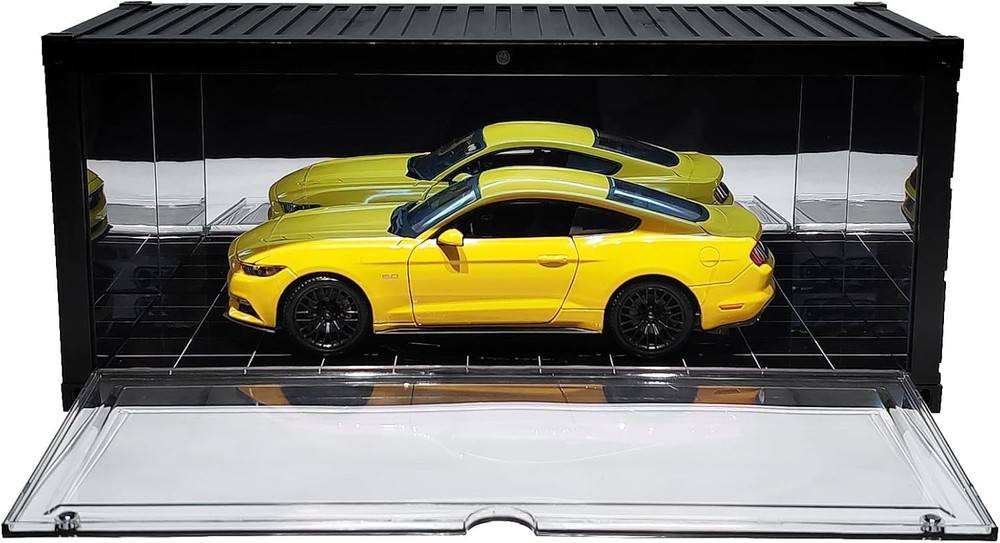 LED Illuminated 1/18 Scale Model Car Display Case - Shipping Container Design