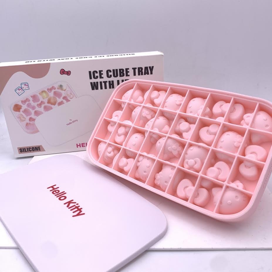 HelloKitty Ice Cube Tray With Cover Size:21.5x12.5x3cm
