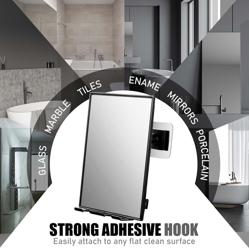 LFOYOU Shower Mirror for Shaving with 2 Replaceable Adhesive - Two Razor Holder,