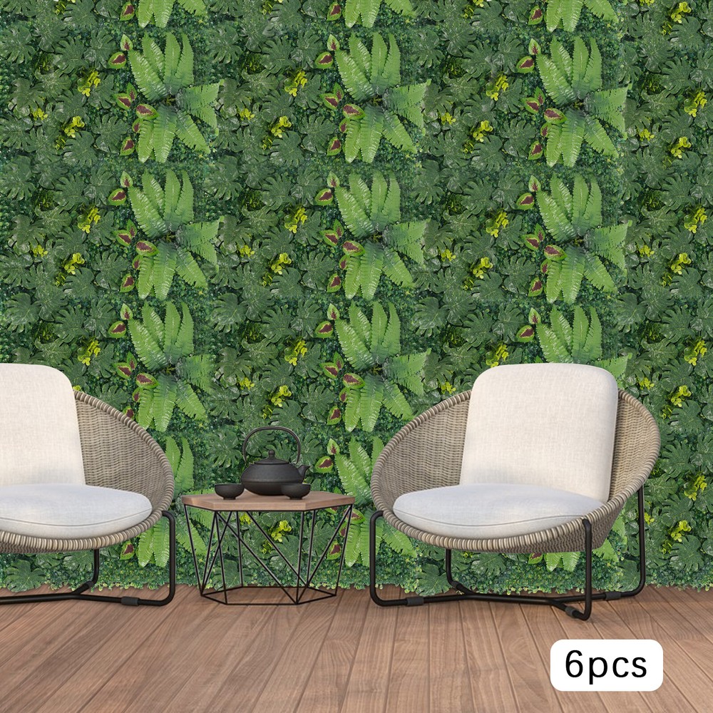 6PCS Artificial Greenery Wall Artificial Greenery Backdrop Wall Decor 40*60cm