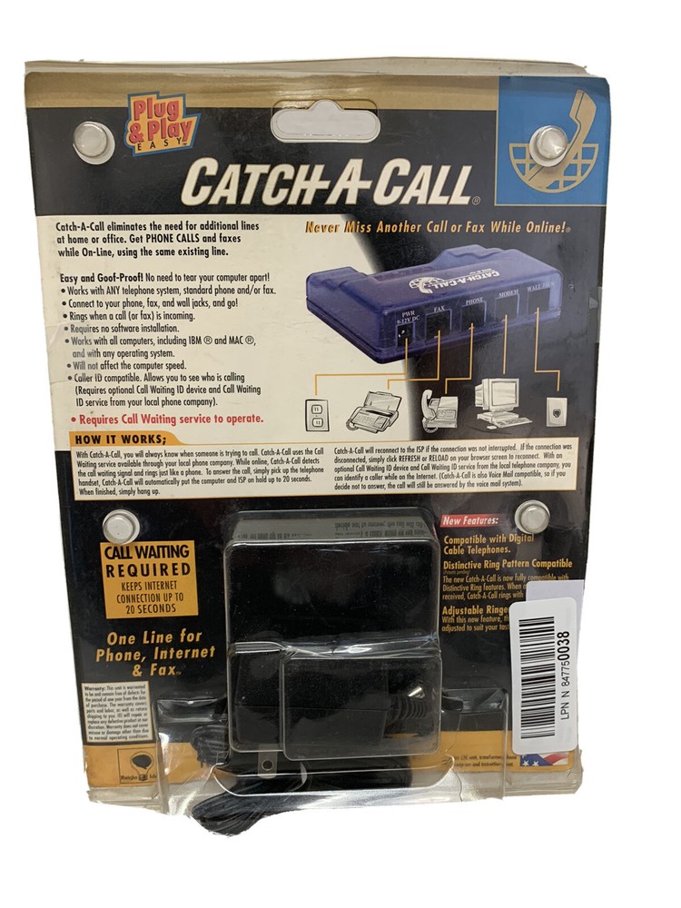 Catch A Call Telephone Line Adapter For Phone Internet Fax