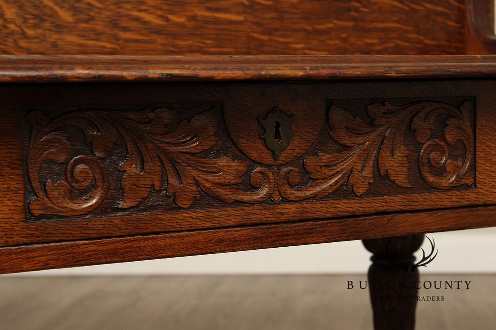 Antique Victorian Carved Oak Server